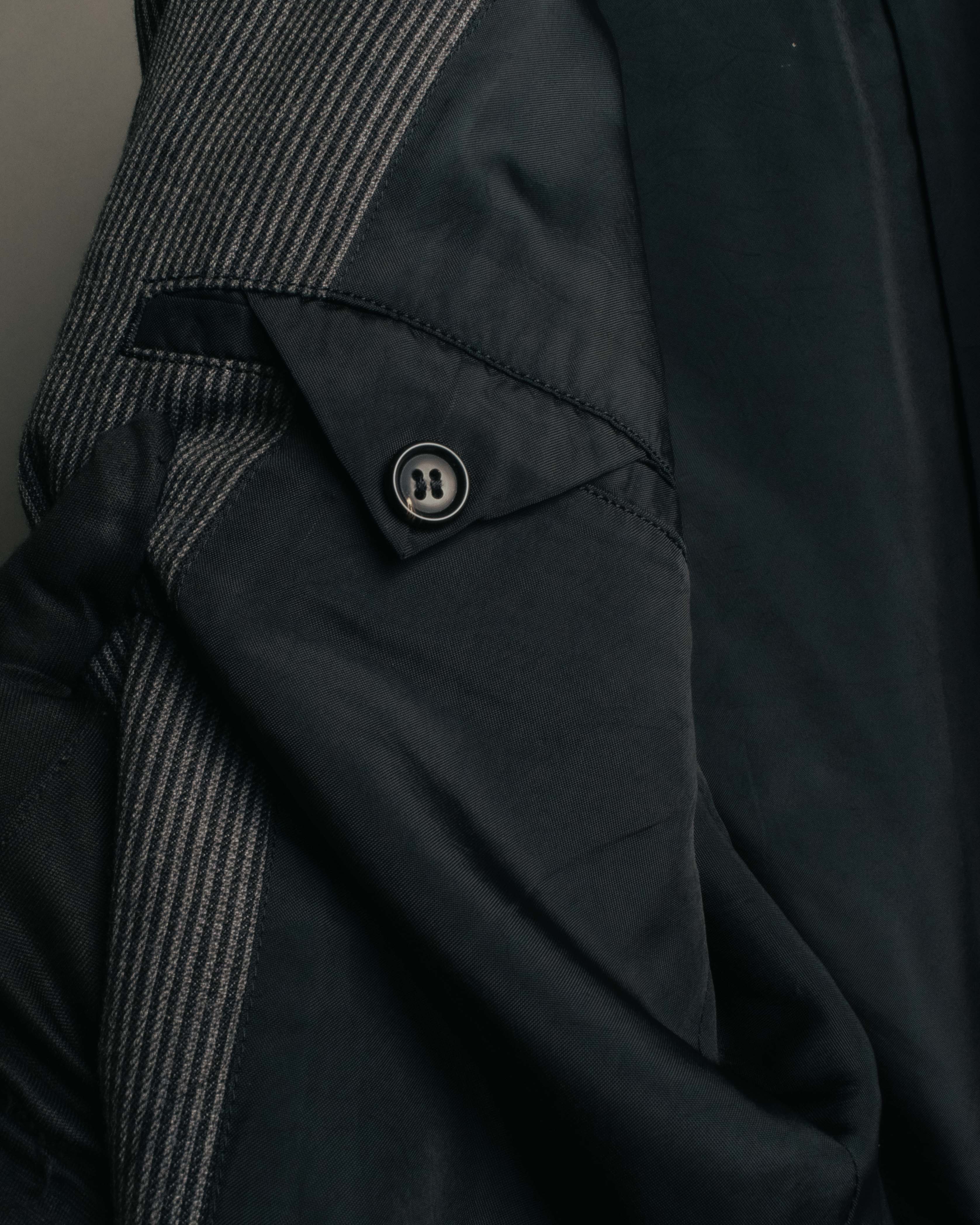 "COMME des GARÇONS HOMME" 10SS Vintage multi-button hickory stripe linen wool jacket