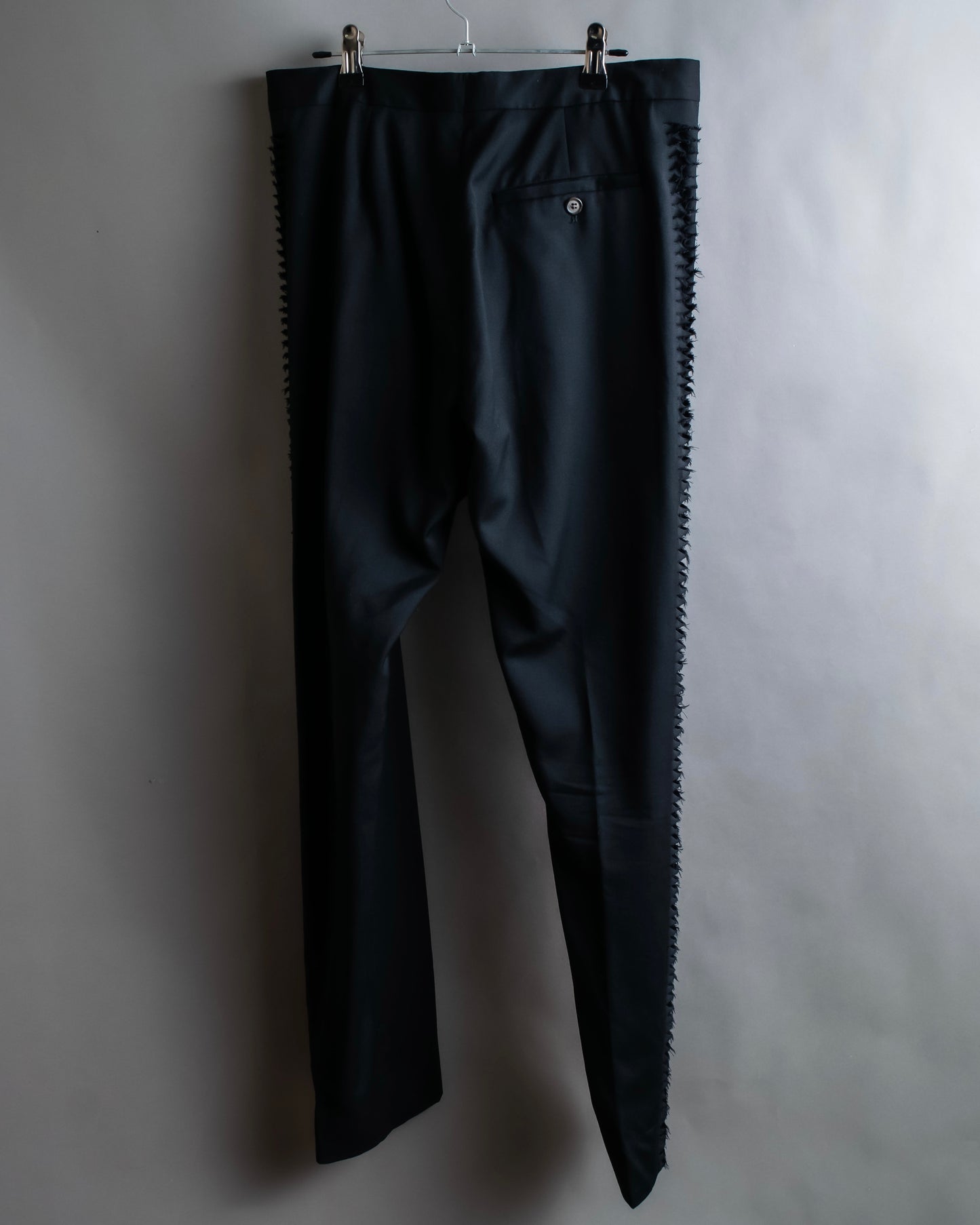 "MAISON MARGIELA" Side cross fringe design wool tapered slacks