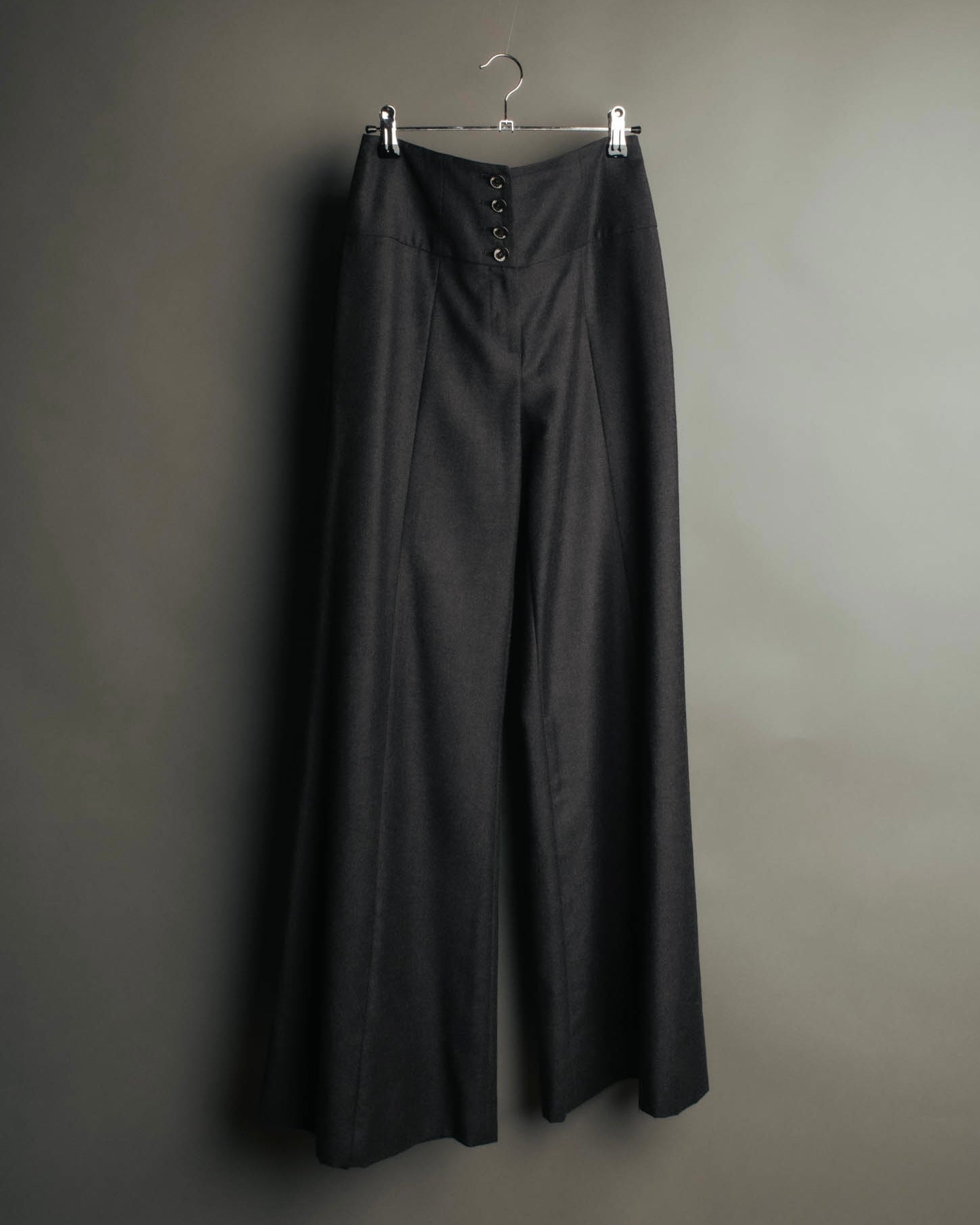 -SPECIAL- "CHANEL" 00's Soft wool cashmere wide leg trousers