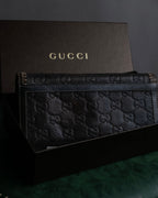 "GUCCI" GG mark embossed leather horsebit long wallet