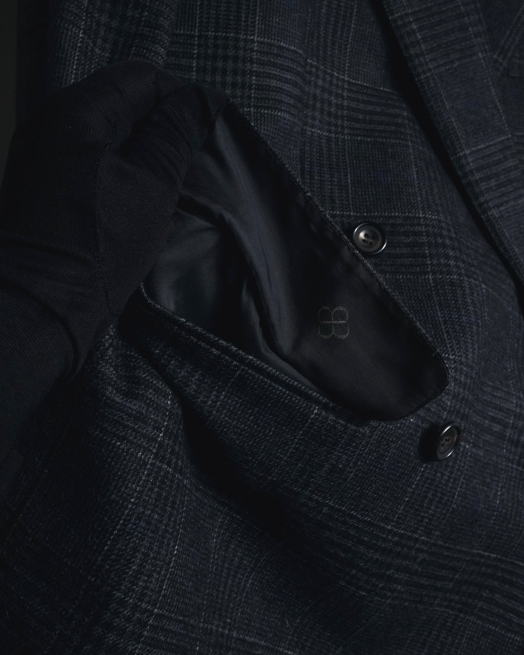 "BALENCIAGA" 90’s Cashmere blend glen check double-breasted blazer