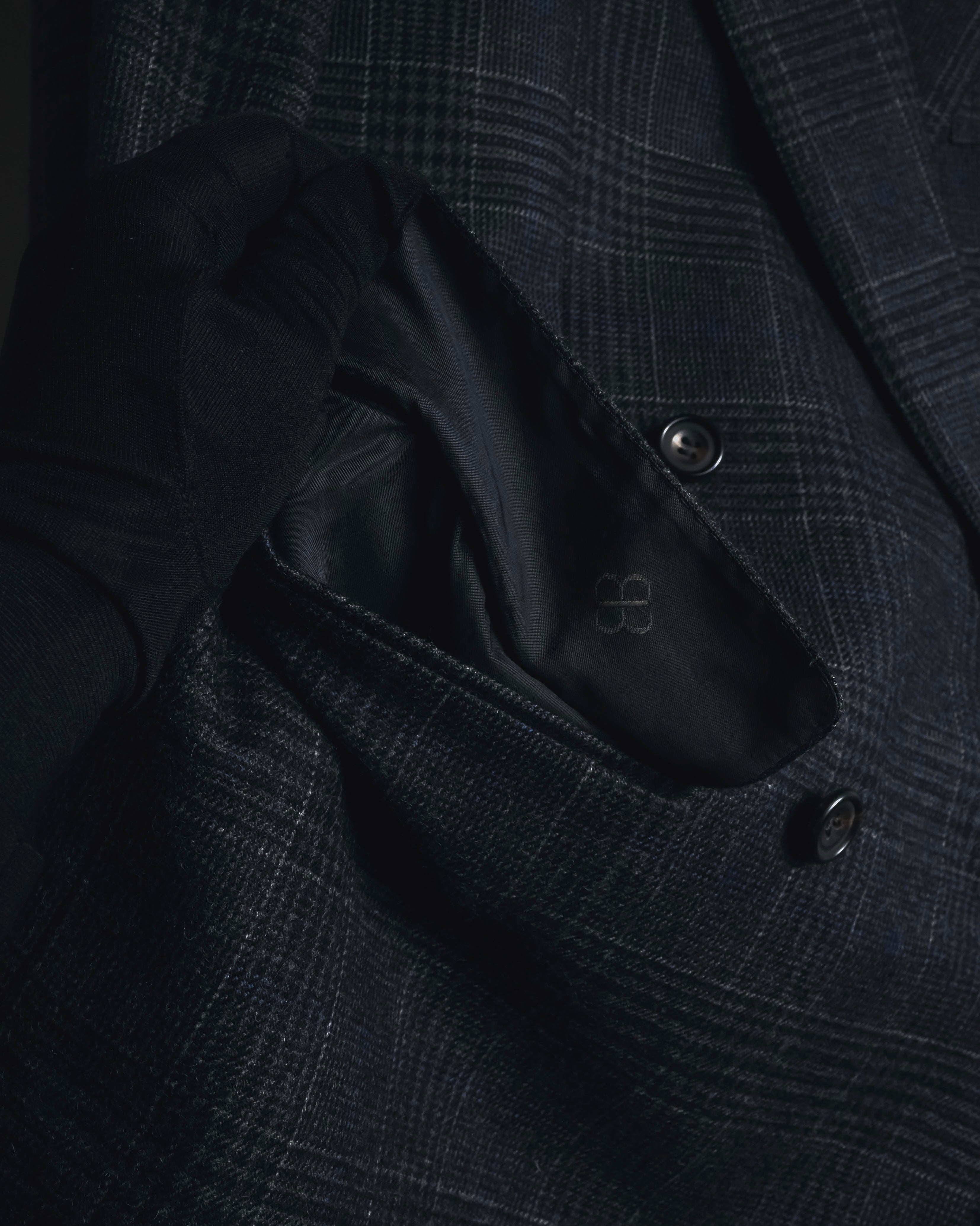 "BALENCIAGA" 90’s Cashmere blend glen check double-breasted blazer