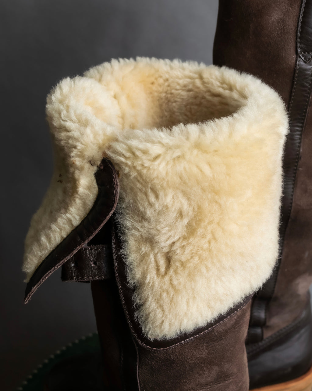 "HERMES" Shearling lining leather combination long boots