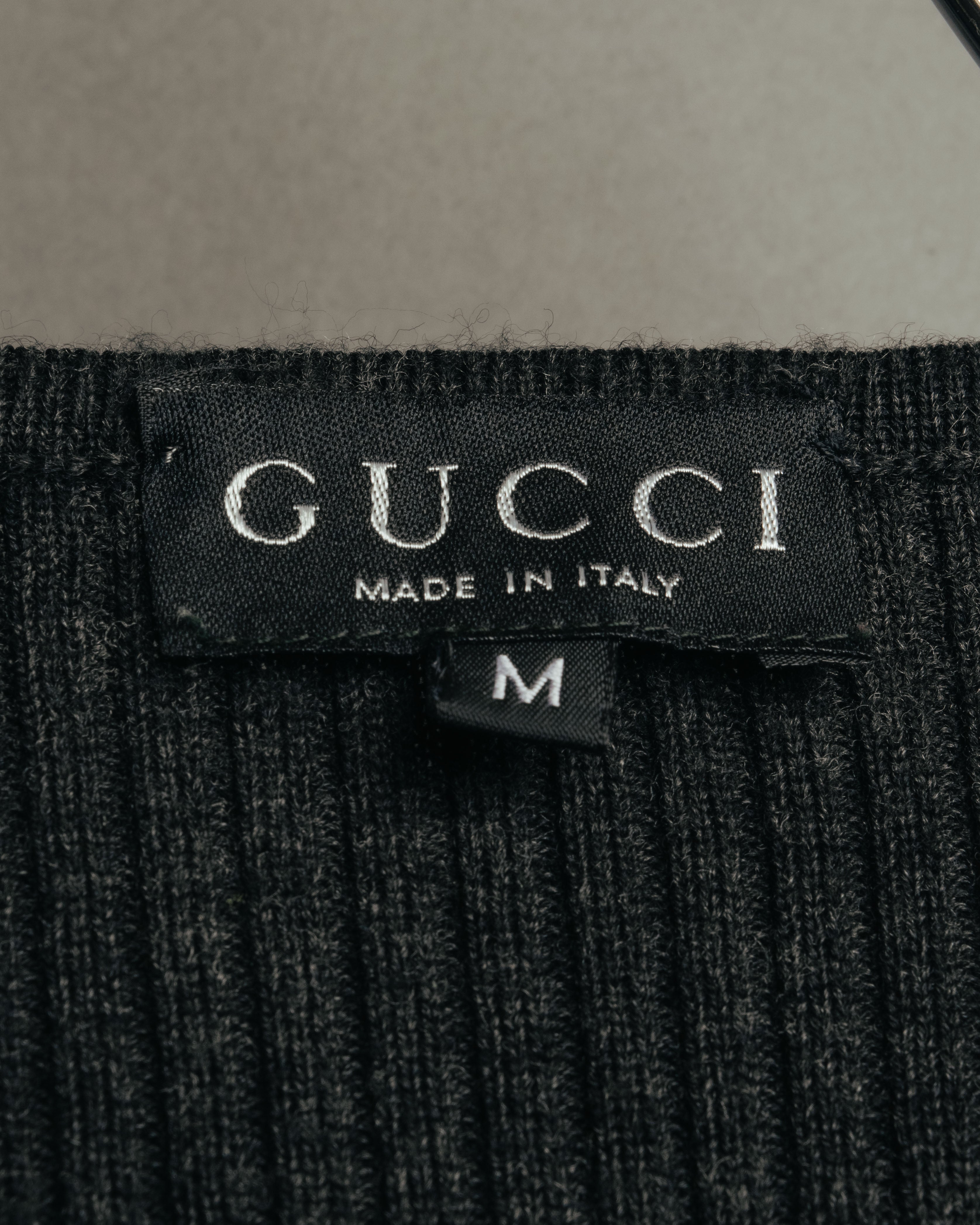 GUCCI (グッチ) - リブニット カーディガン - ブラック - Mサイズ