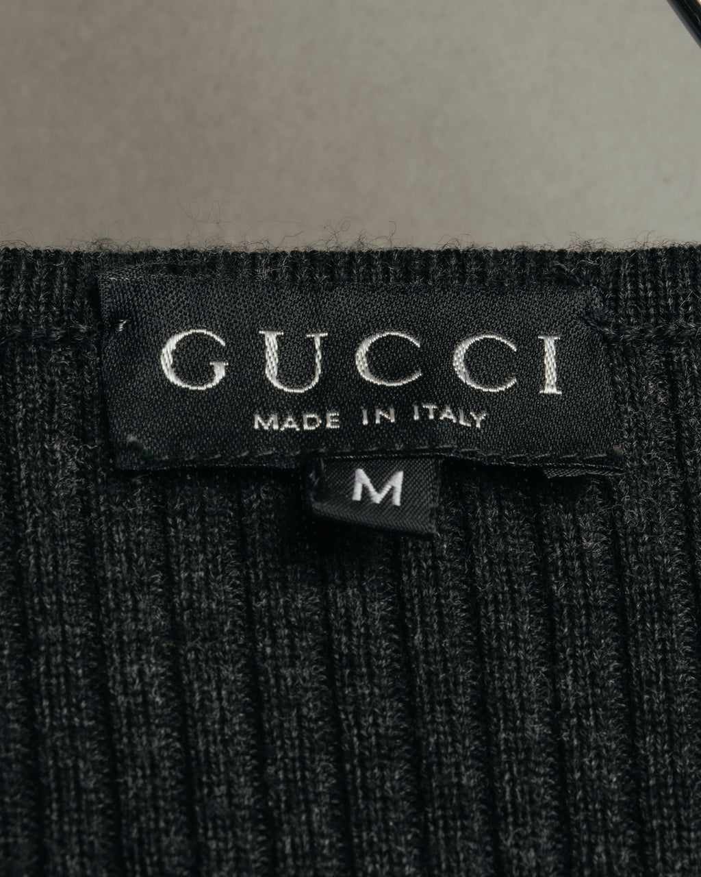 “GUCCI” 90’s-00’s Ribbed knit cardigan with gold buttons