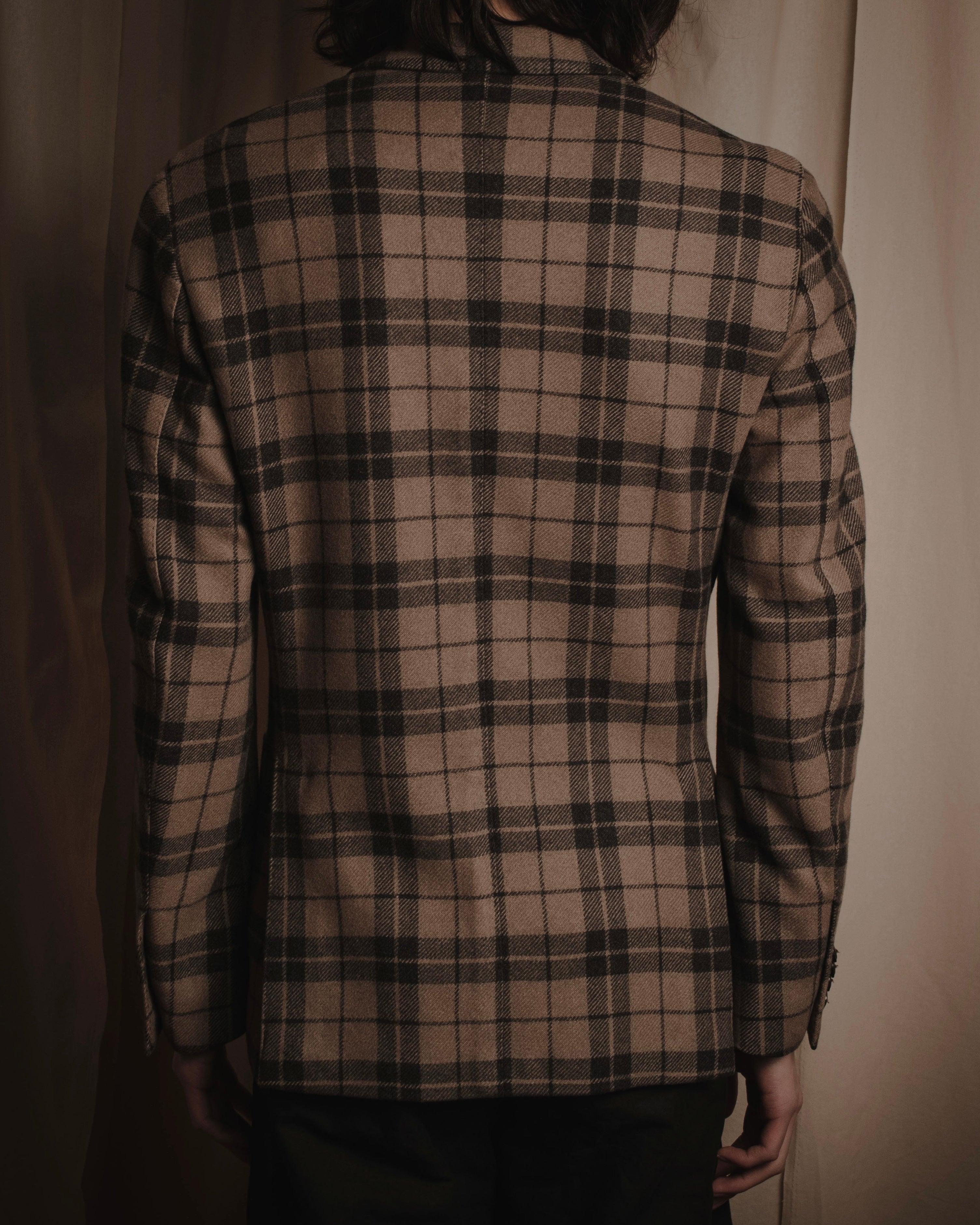 "LARDINI" Checked three-button soft-shoulder tailored jacket