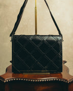 "Yves Saint Laurent" 80's-90's Lattice textured leather shoulder bag