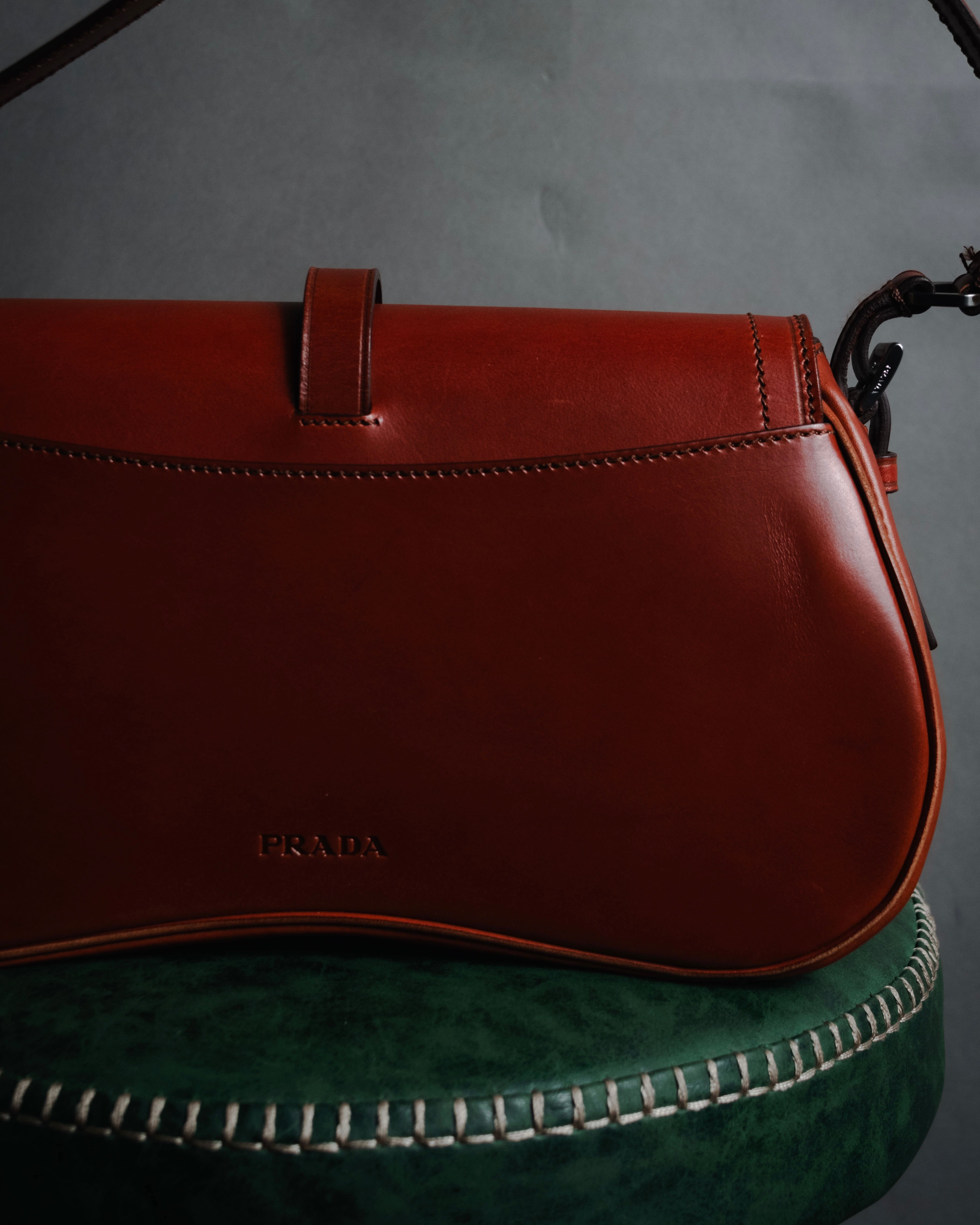 PRADA (プラダ) - ヴィンテージ フラップ ショルダーバッグ - レッド
