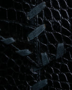 "YVES SAINT LAURENT" Braided stitch design crocodile embossed leather one-handle bag