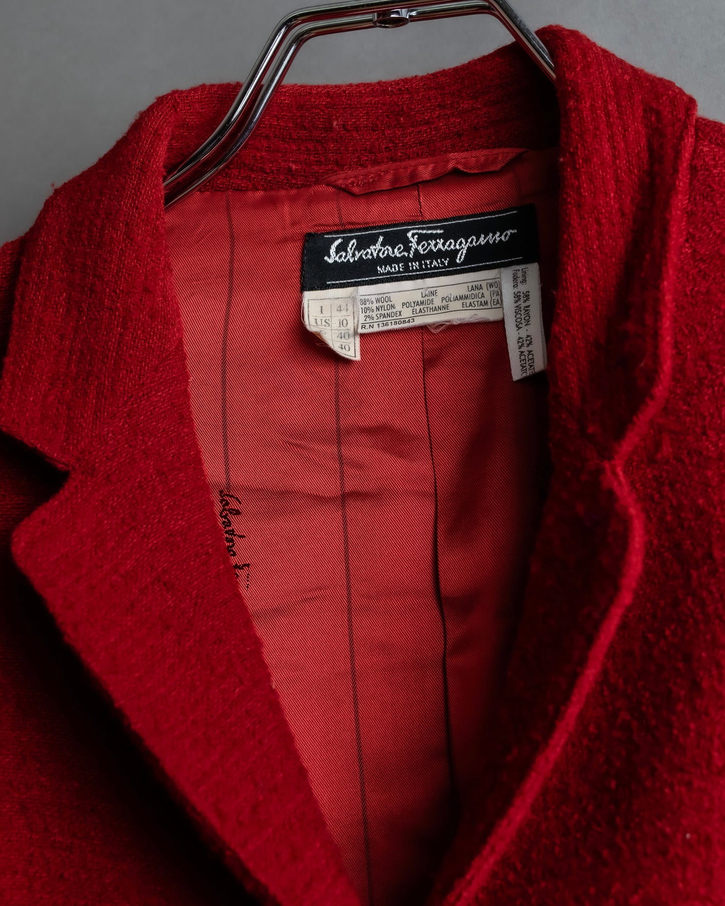 "Salvatore Ferragamo" Vivid red color wool mix tailored jacket