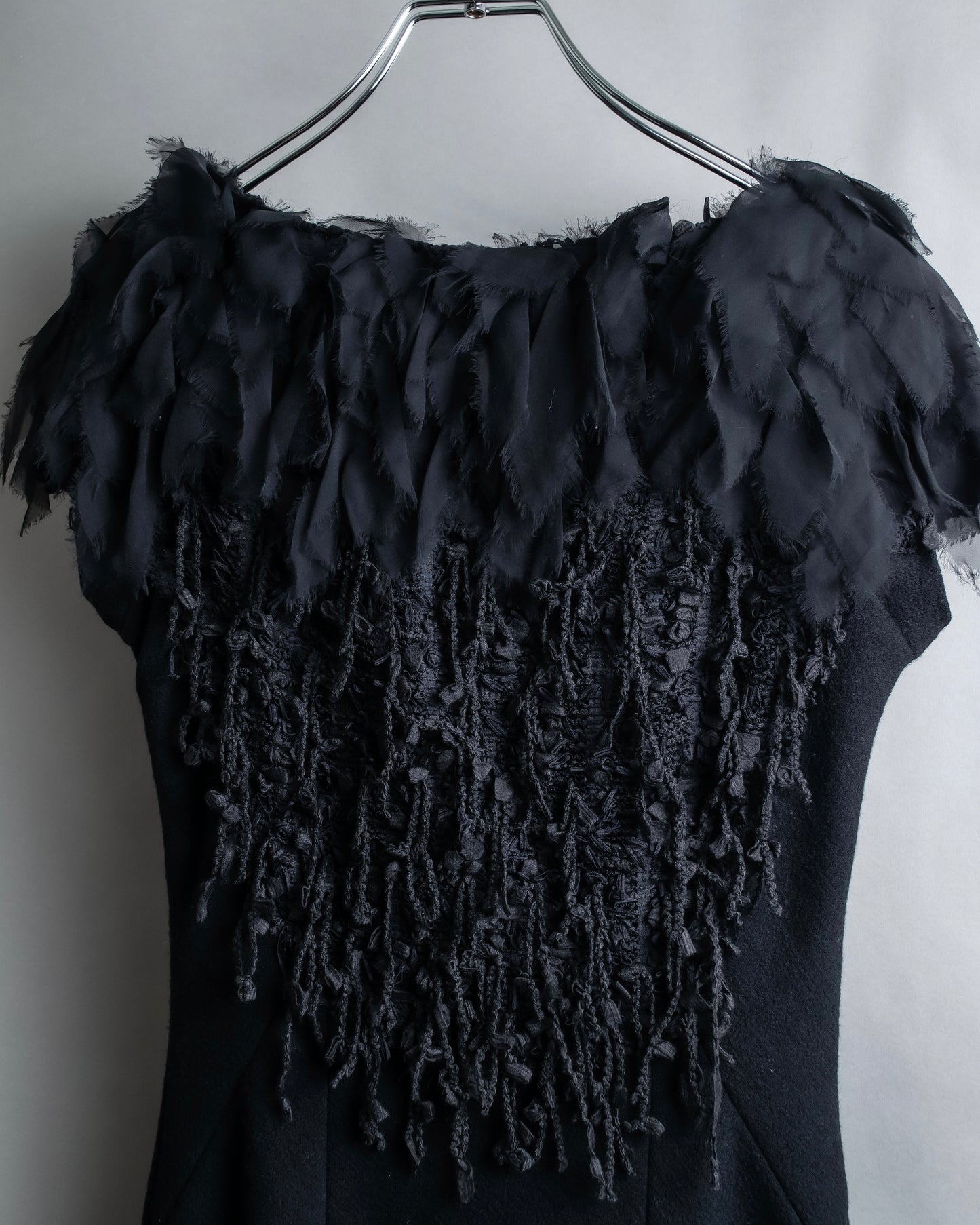 "BOTTEGA VENETA" Organza & fringe design sleeveless dress