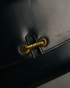 “GUCCI” 80’s-90’s Rope clasp leather shoulder bag