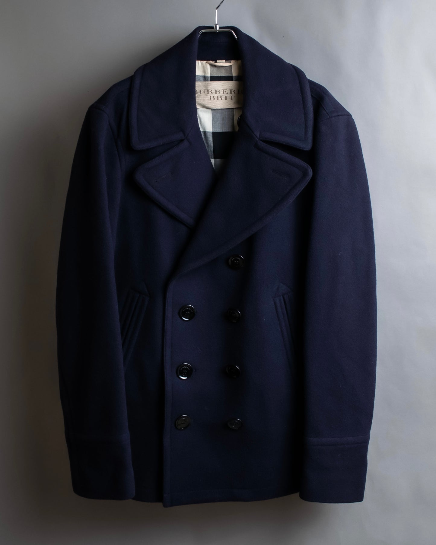 "BURBERRY BRIT" Double breasted wool melton pea coat