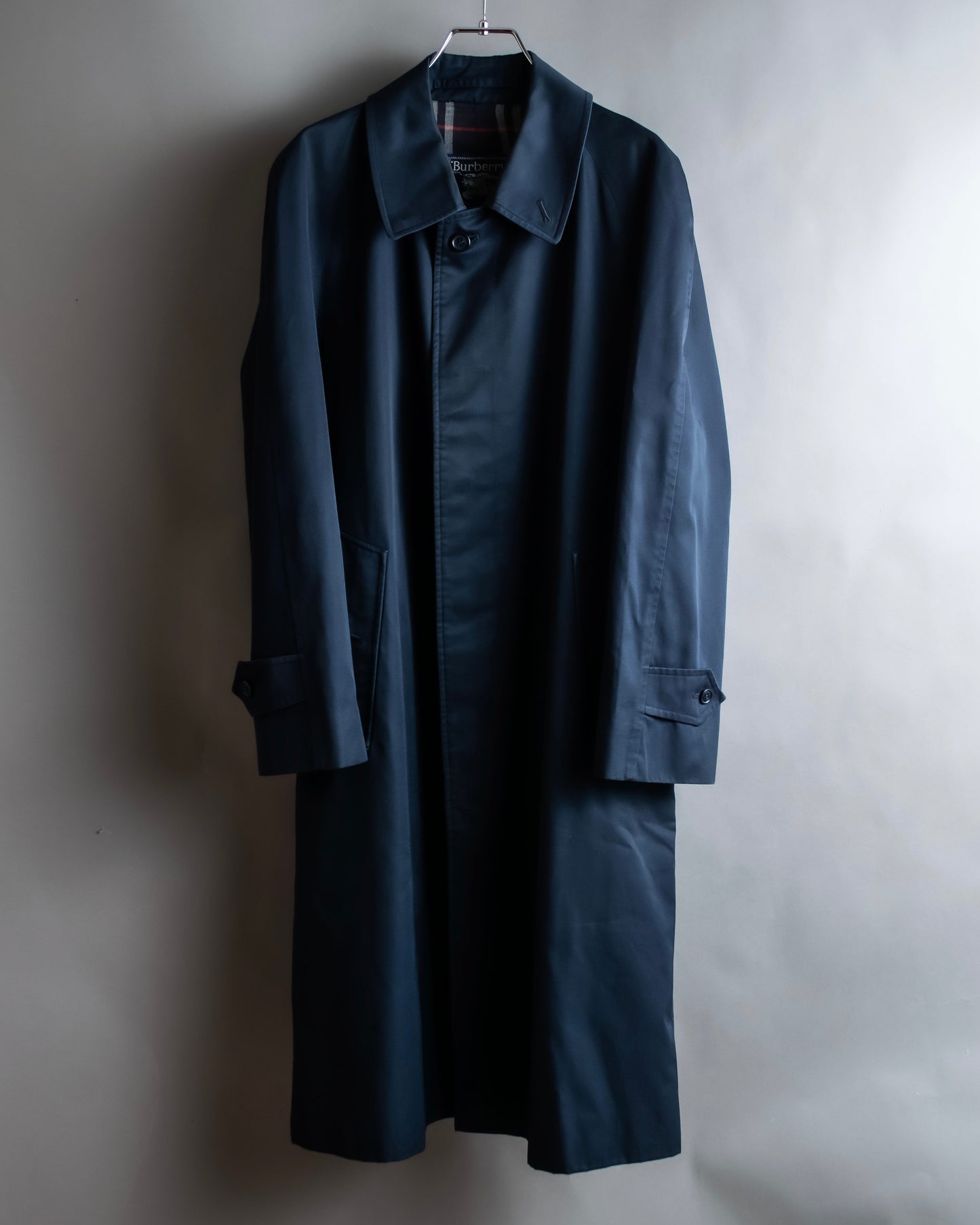 "BURBERRYS" Cotton polyester twill long length stand collar coat