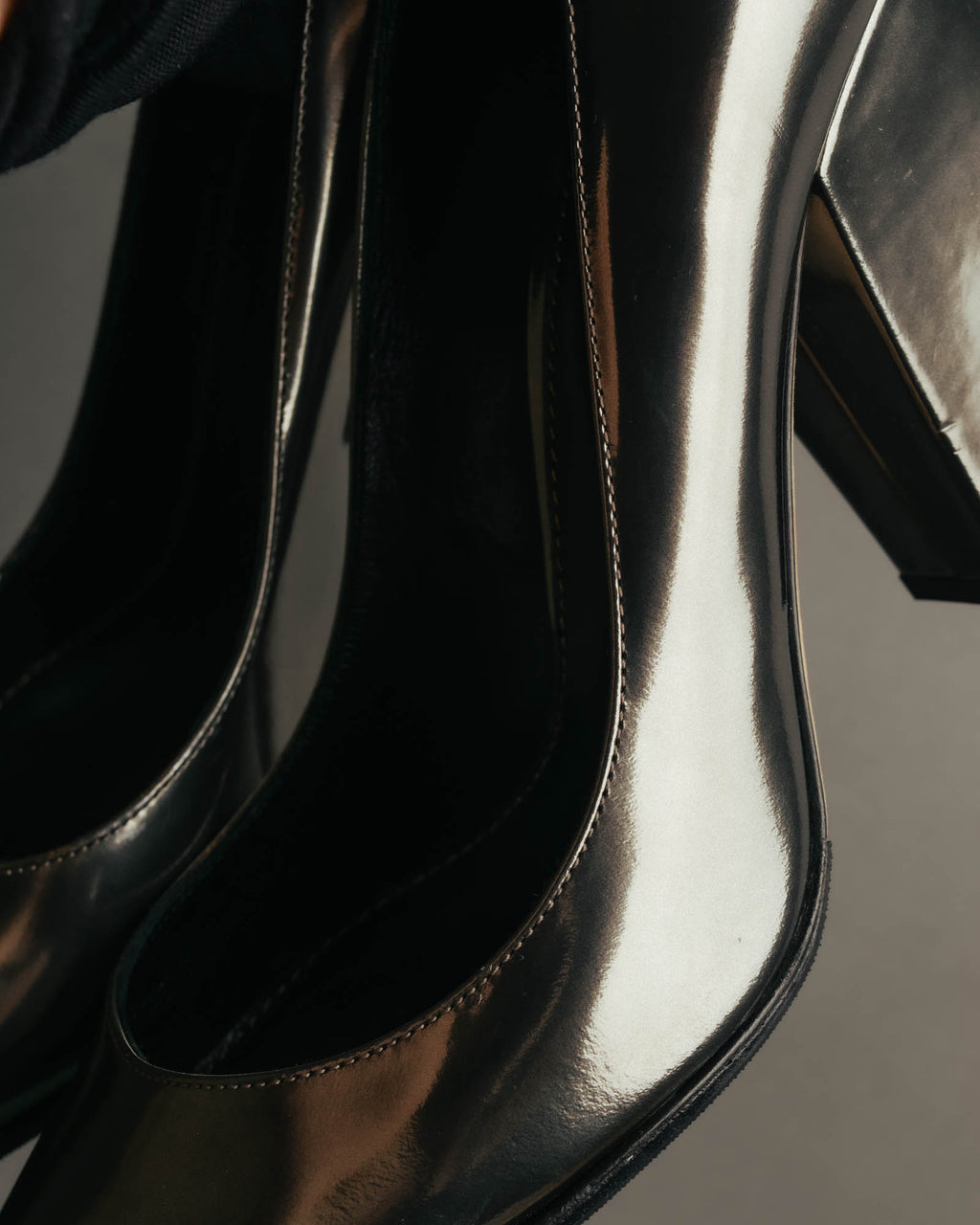 "Sergio Rossi" 00's-10's Glossy black leather high heel pumps