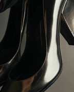 "Sergio Rossi" 00's-10's Glossy black leather high heel pumps