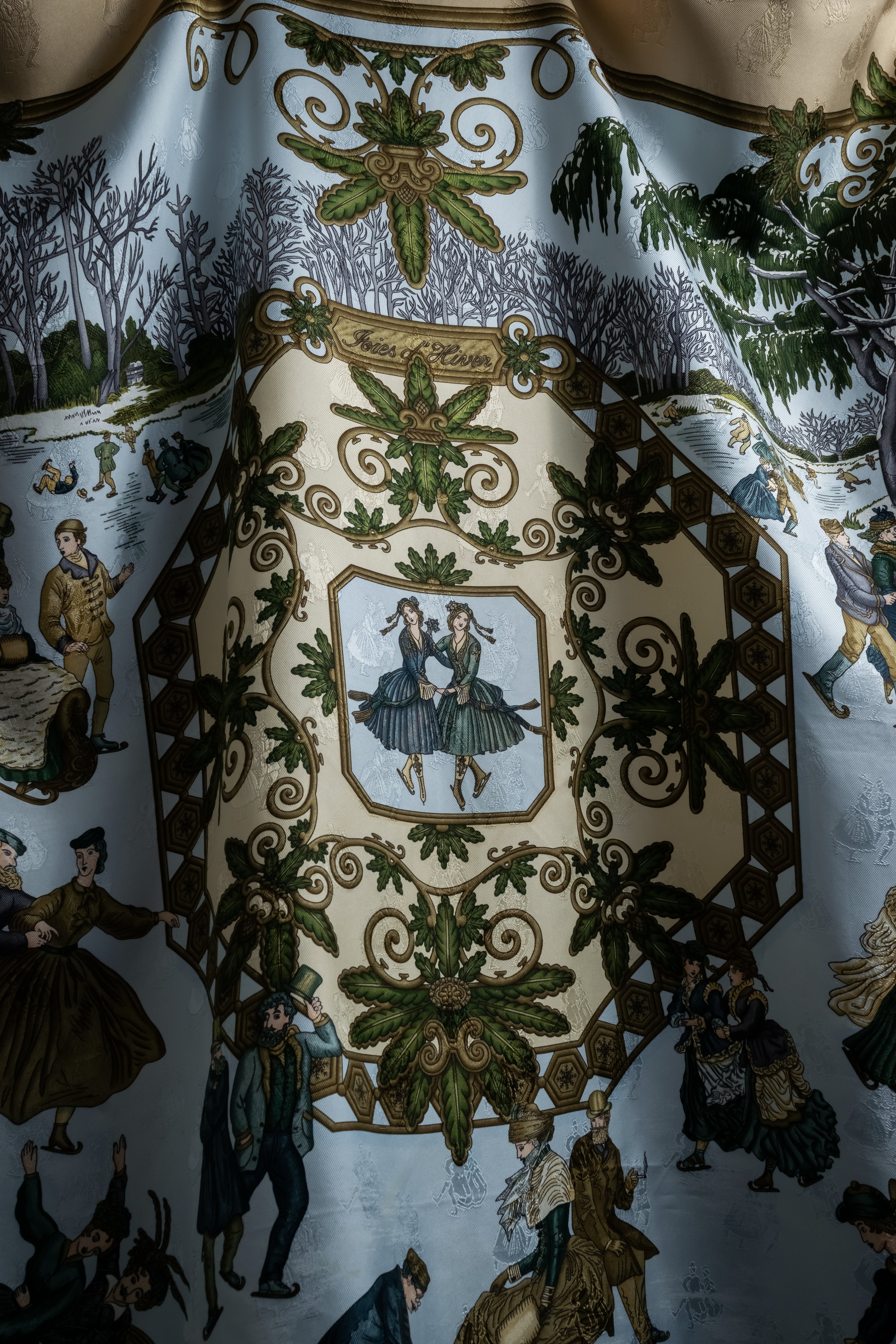 "HERMES" Carré 90 Joies d’Hiver Winter Pleasures silk scarf