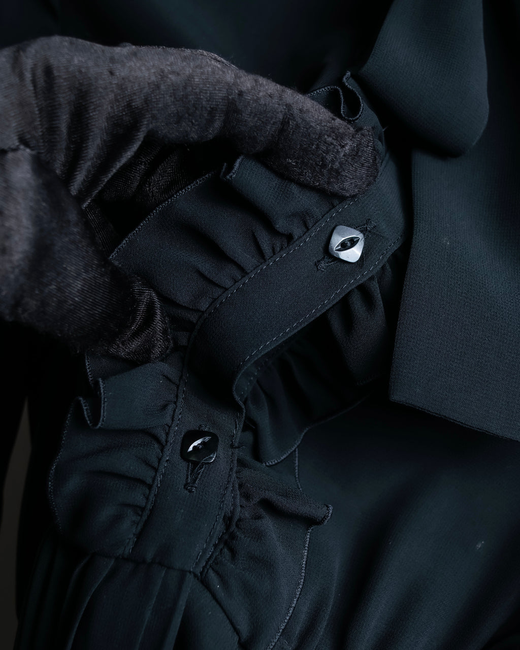 "SOANA" Bowtie belted design long black dress