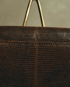 “YVES SAINT LAURENT” 80’s-90’s Sculpted flap lizard leather shoulder bag