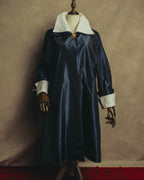 "CELINE" 70's-80's Dramatic contrast collar long coat