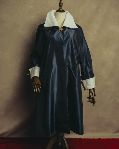 "CELINE" 70's-80's Dramatic contrast collar long coat