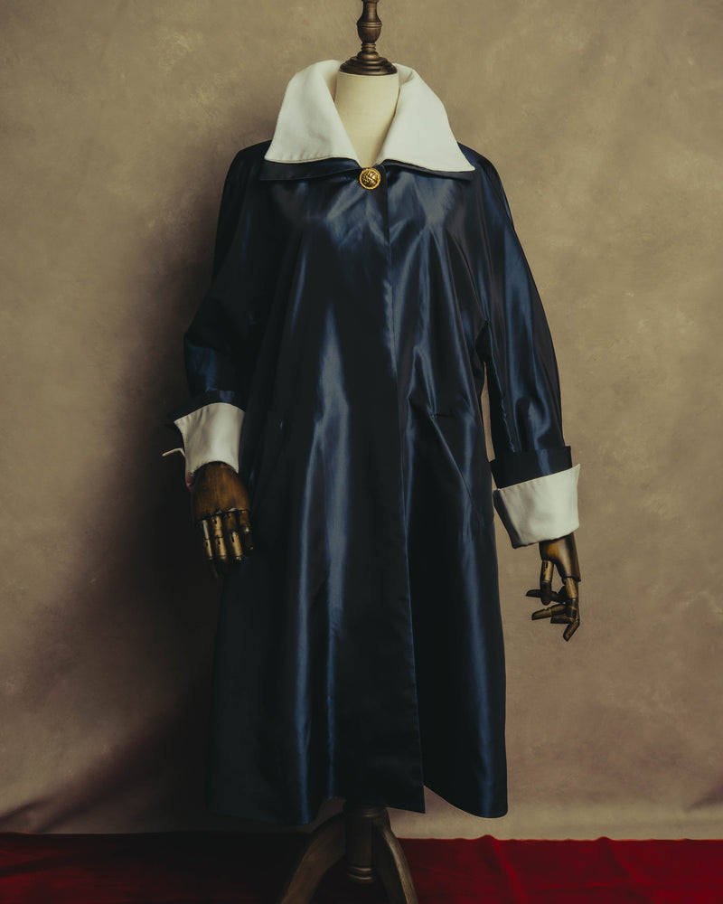 "CELINE" 70's-80's Dramatic contrast collar long coat