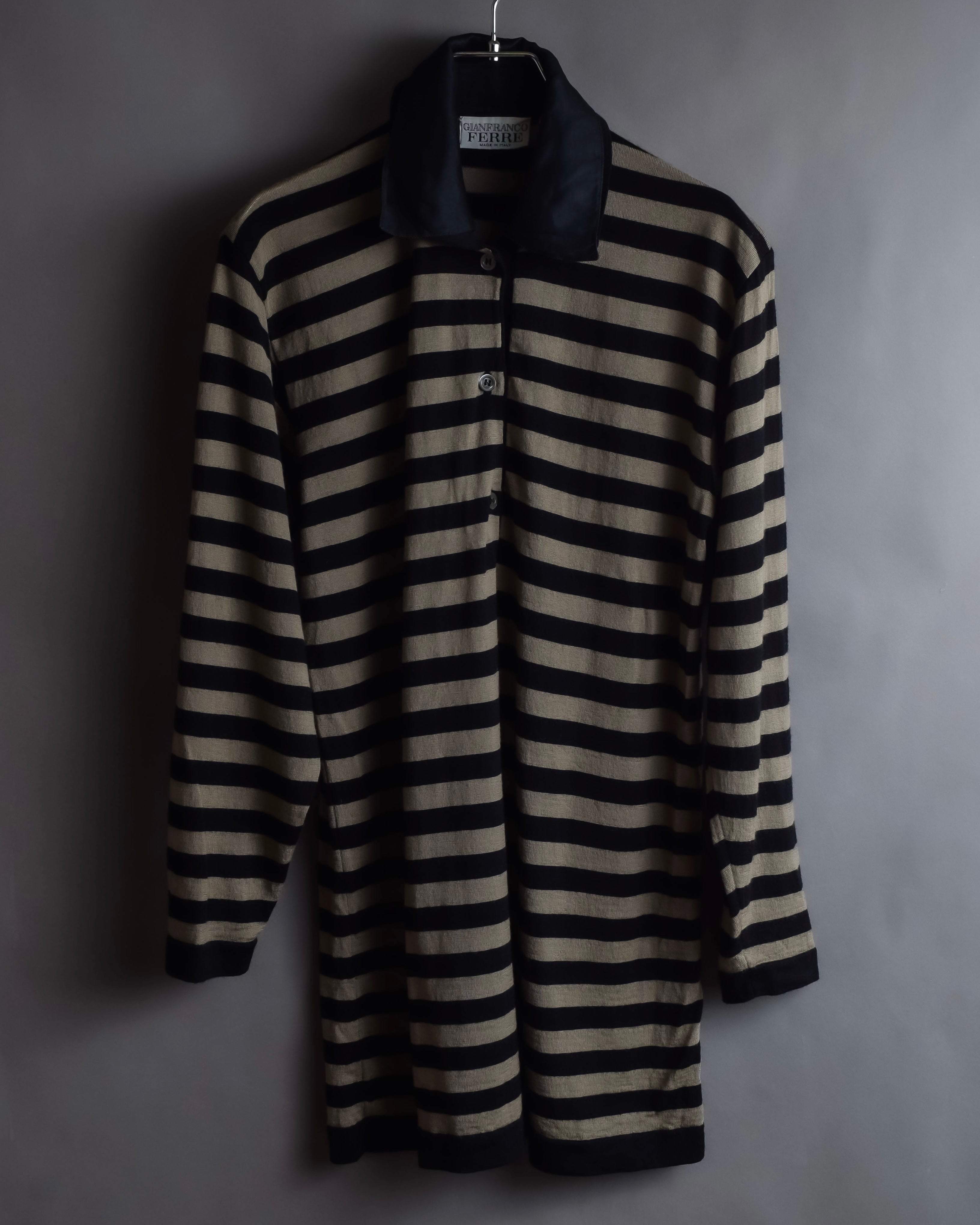 "GIANFRANCO FERRE" Striped contrast collar knit polo