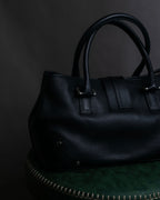 "BURBERRY" Silver stud design grained leather one-handle bag