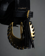 "Salvatore Ferragamo" Signature sculptural buckle suede leather belt