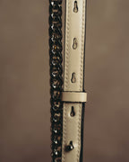 "Salvatore Ferragamo" 2010's-20's Ivory perforated leather chain shoulder bag