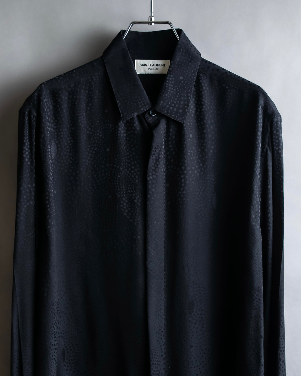 "Saint Laurent" Jacquard pattern silk satin shirt