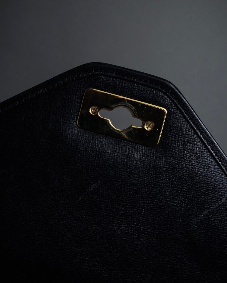 "YVES SAINT LAURENT" Cassandra logo engraved turnlock 2-way leather bag