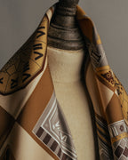 “Cartier“ 80’s-90’s Timepiece motif silk scarf