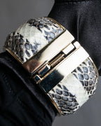 "BURBERRY" Python pattern metal hinge bangle