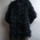 "EMPORIO ARMANI"  Fur fringe design cropped sleeve pullover