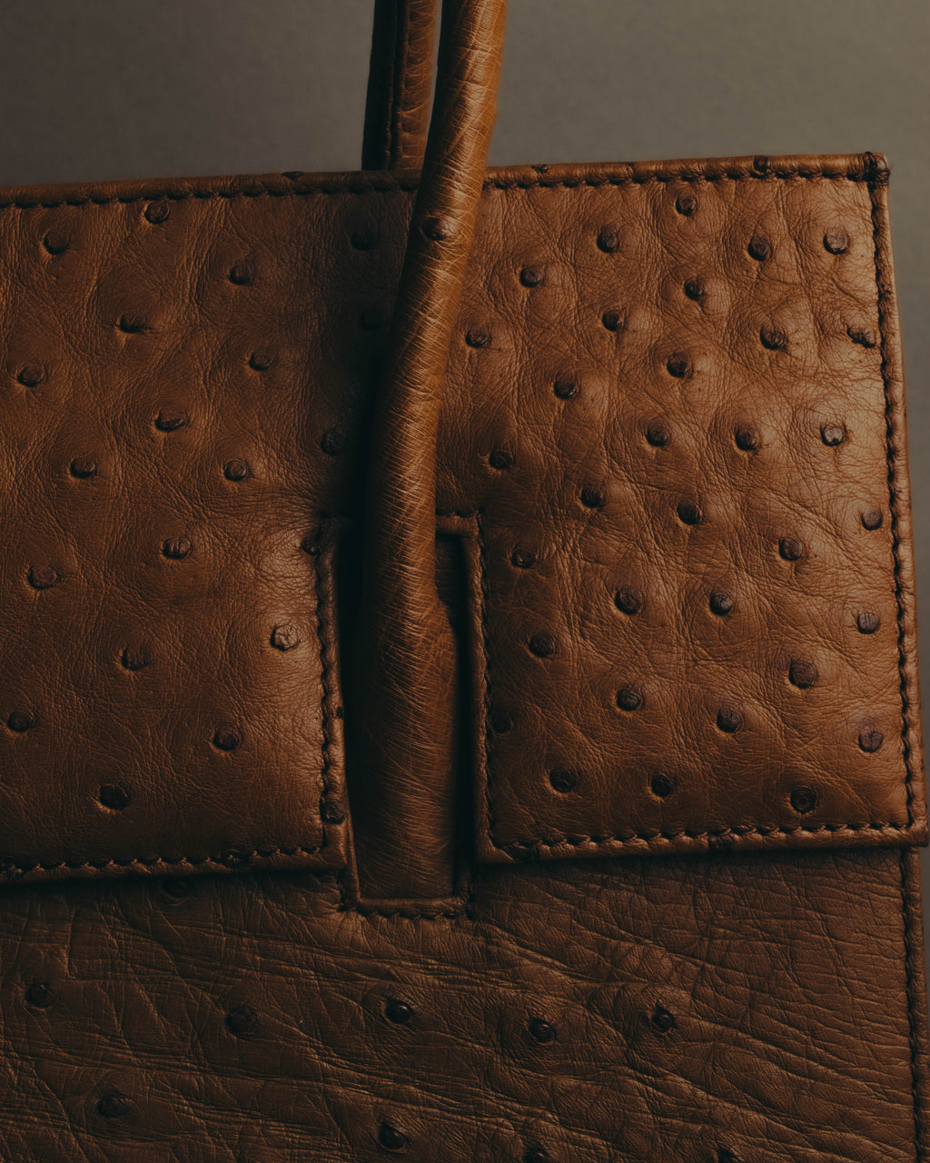 “GIOVANNI VALENTINO” Structured ostrich top handle bag