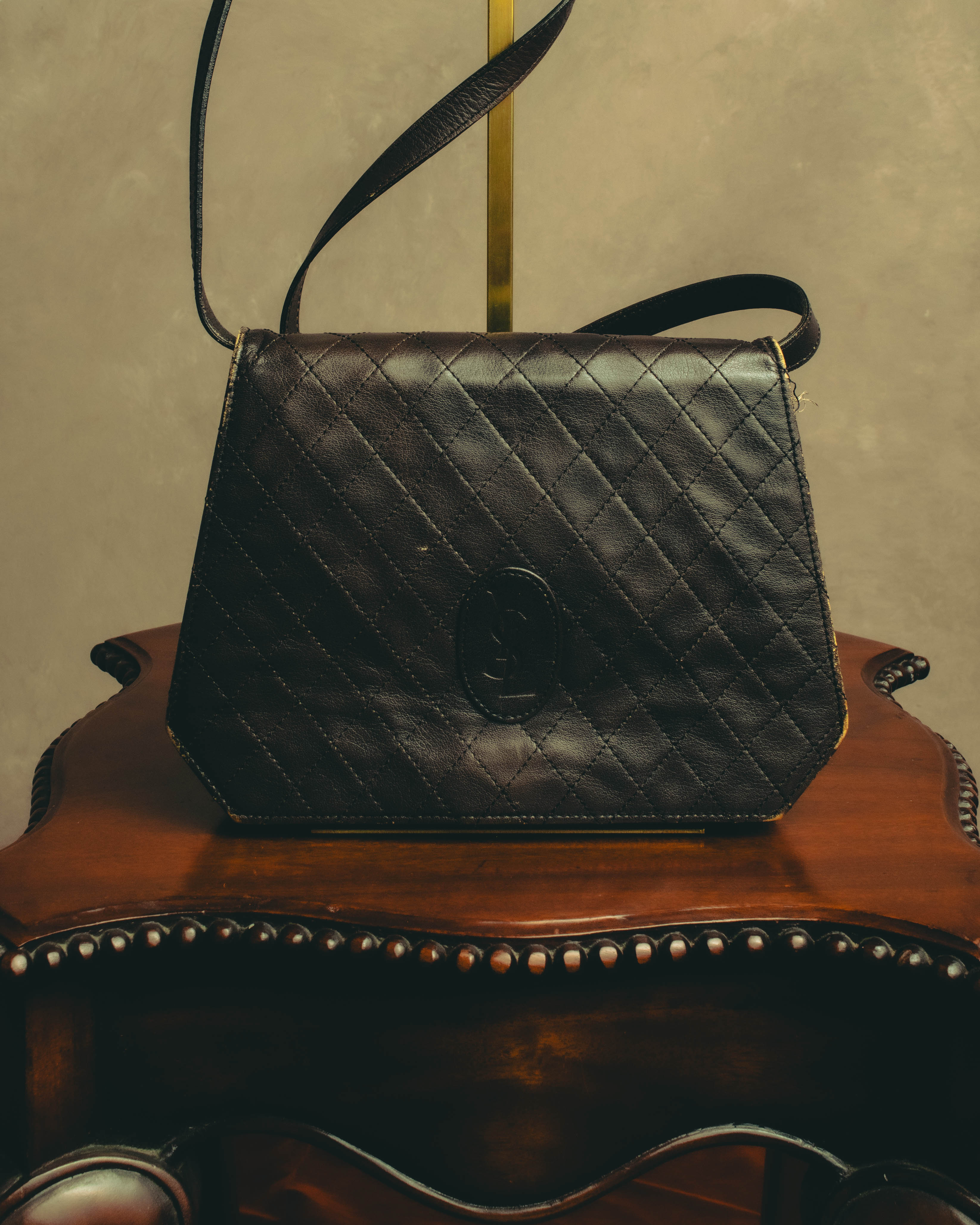 "Yves Saint Laurent" 80's-90's Quilted leather shoulder bag