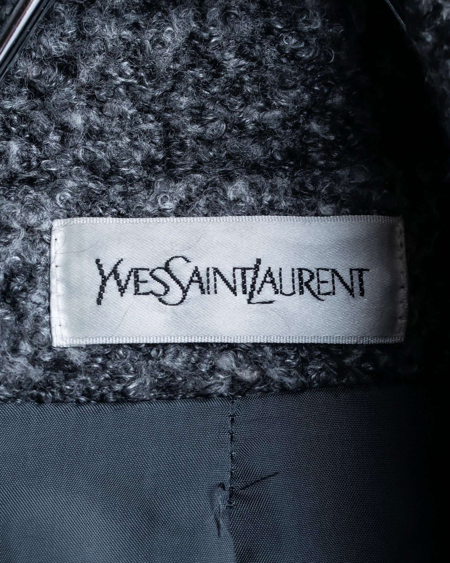 "YVES SAINT LAURENT" Double breasted belted brushedmaxi length chester coat