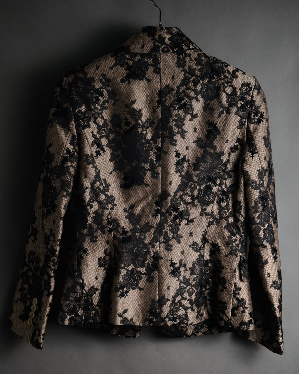 “CELINE” 00’s Lace overlay silk blend tailored jacket