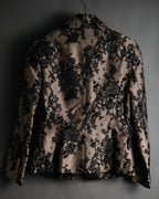 “CELINE” 00’s Lace overlay silk blend tailored jacket