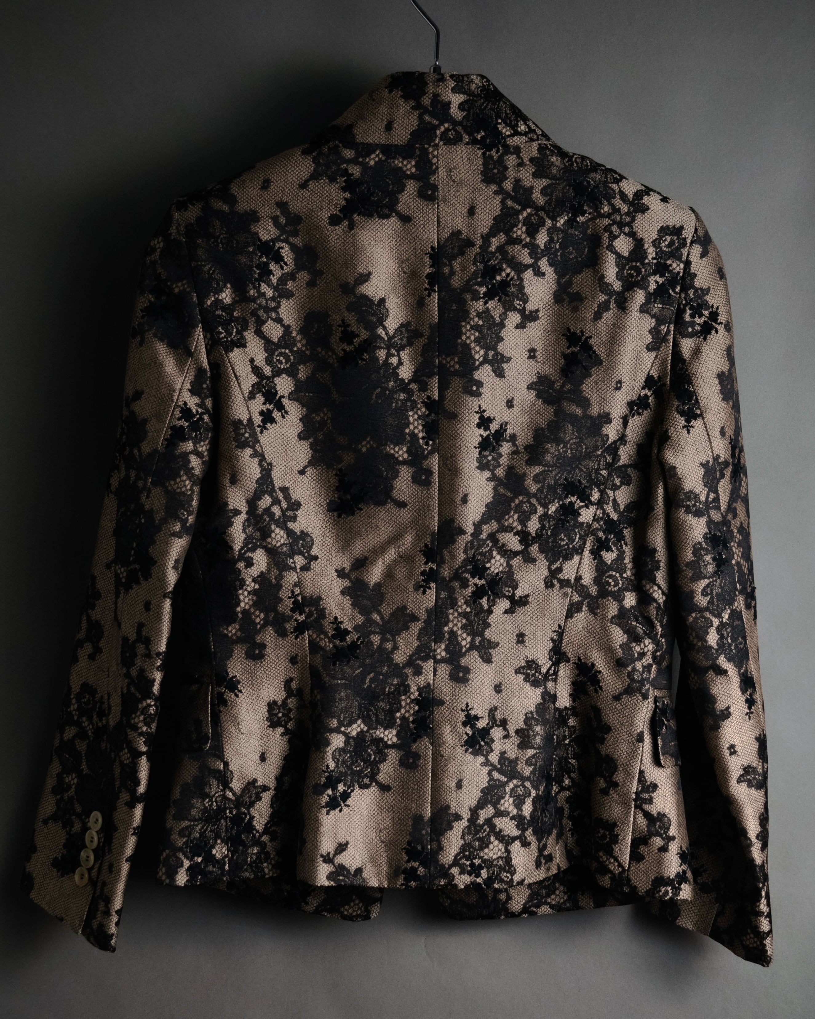 “CELINE” 00’s Lace overlay silk blend tailored jacket
