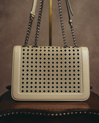 "Salvatore Ferragamo" 2010's-20's Ivory perforated leather chain shoulder bag