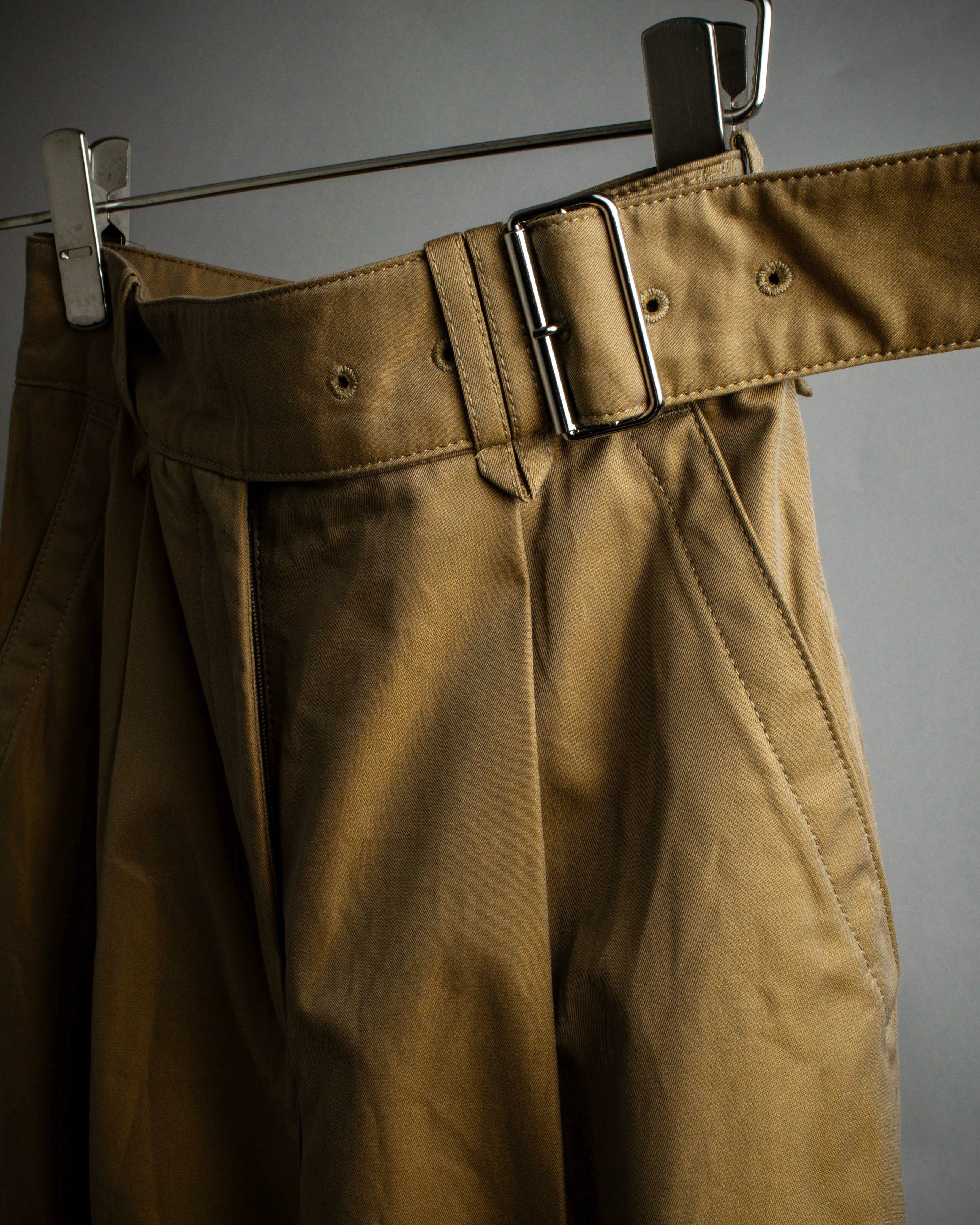 "Acne Studios" Belted design cotton twill high-waisted pants