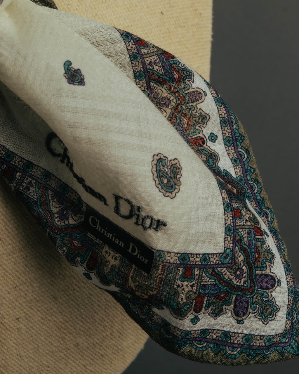 “Christian Dior” 80’s-90’s Cotton paisley border scarf