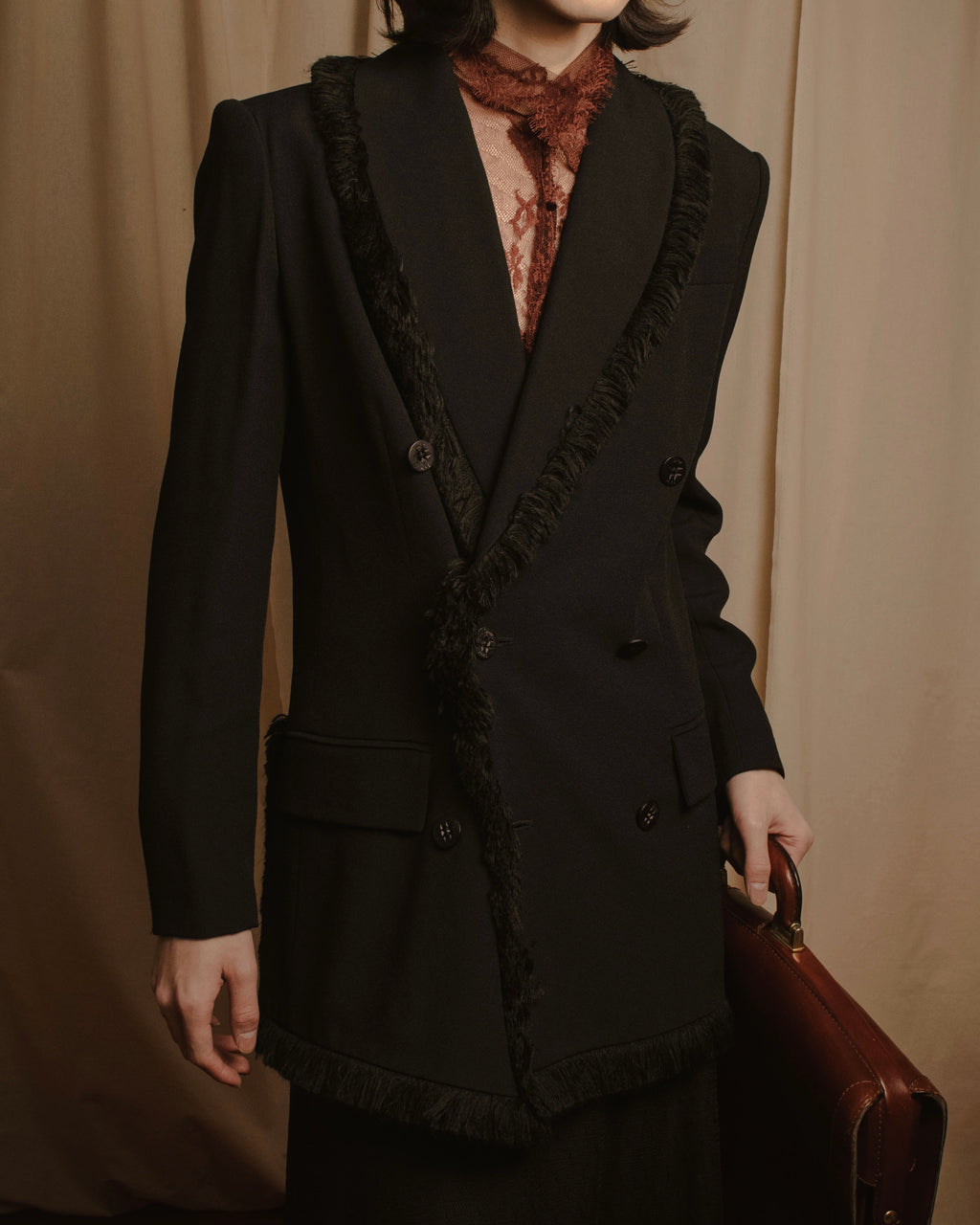–SPECIAL– "Christian Dior"
98SS fringed peak lapel double breasted jacket
