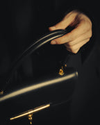 -SPECIAL- “HERMÈS” 60’s-70’s Palonnier black leather structured shoulder bag