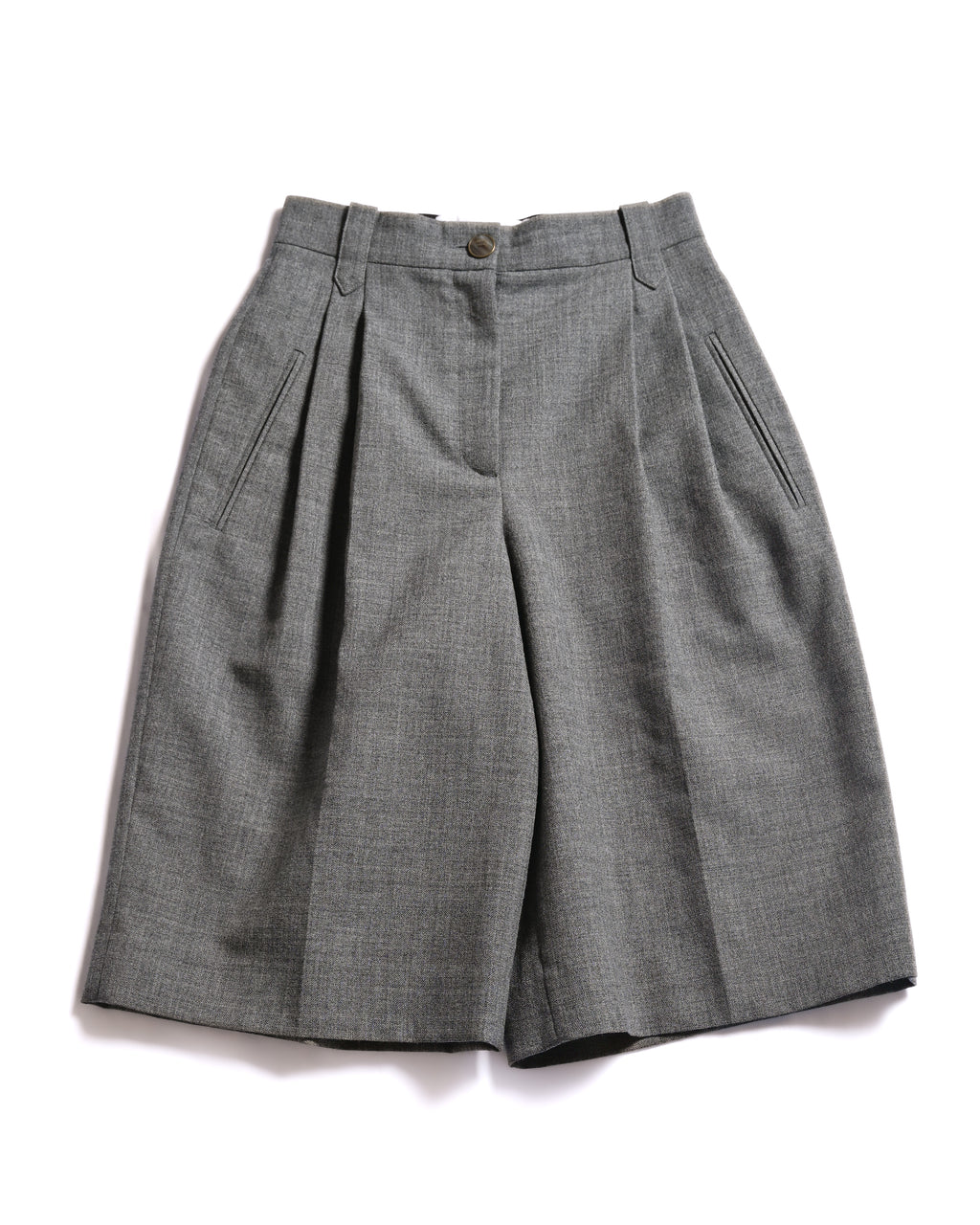 LOEWE/ 2019AW Two Tuck Wool Wide Shorts Gray