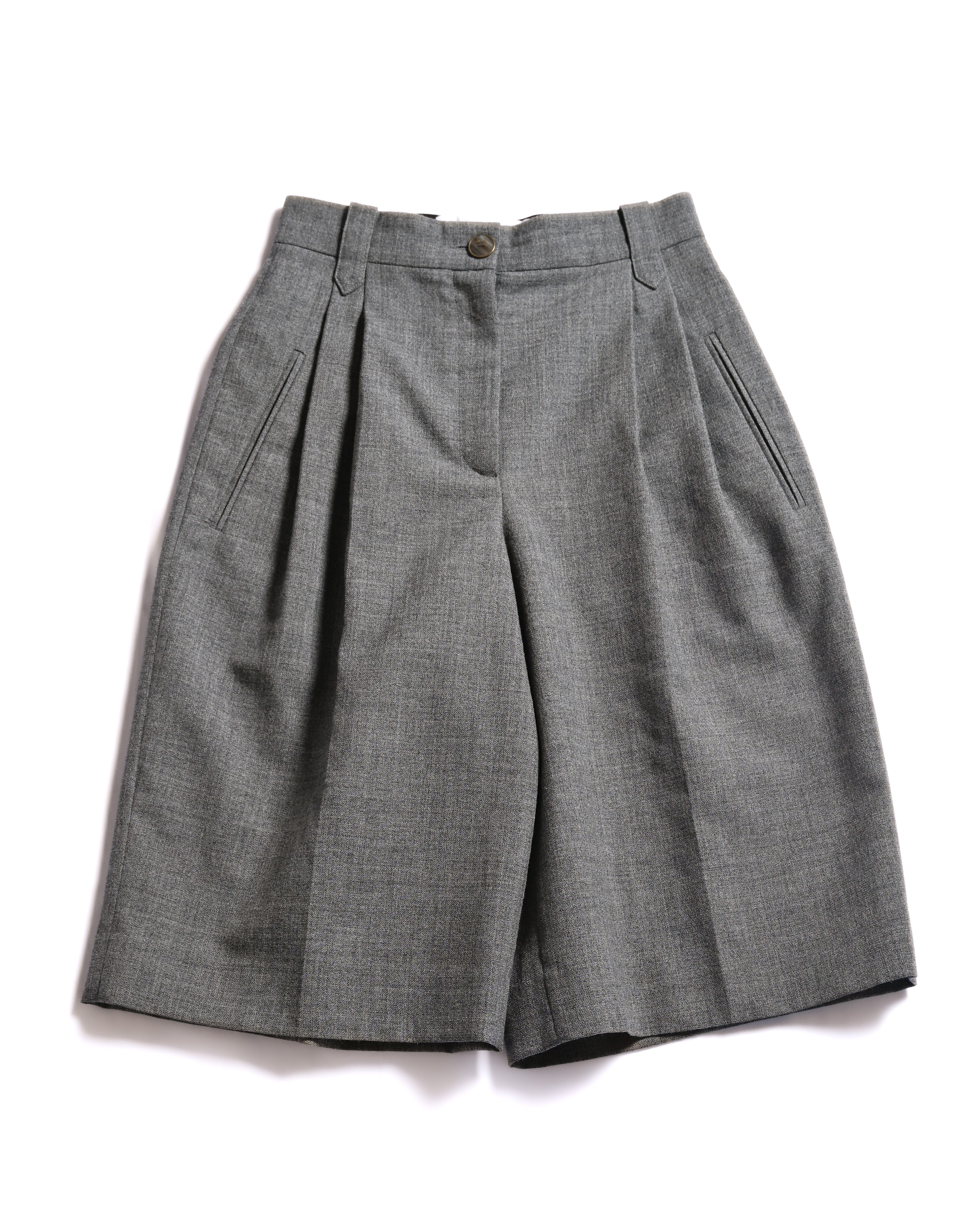 LOEWE/ 2019AW Two Tuck Wool Wide Shorts Gray