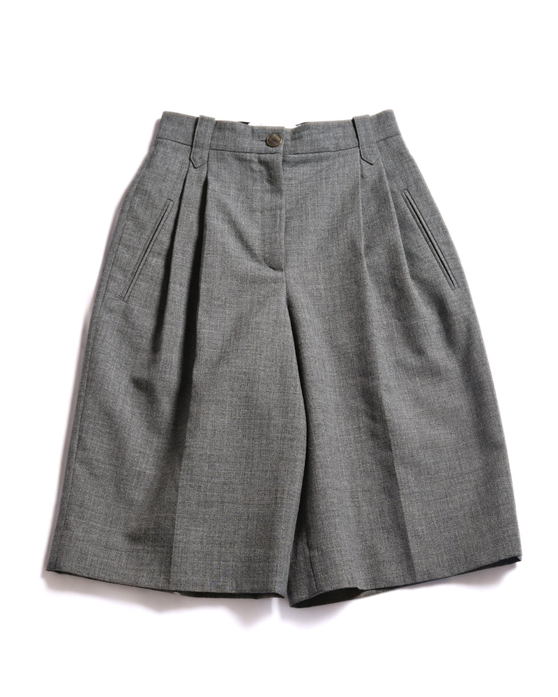 LOEWE/ 2019AW Two Tuck Wool Wide Shorts Gray