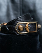 "BALENCIAGA" 3 layer  buckle design leather bracelet